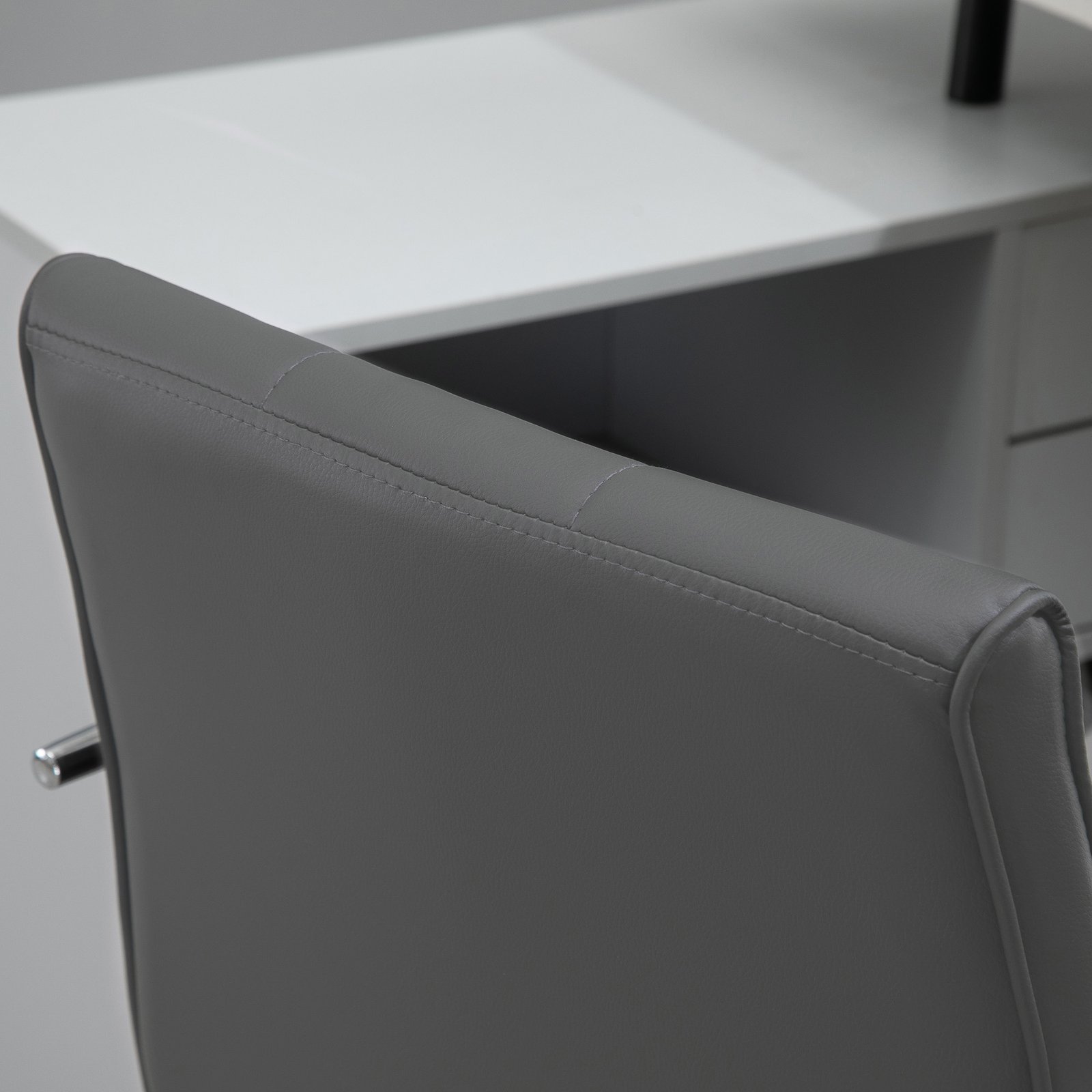 Vinsetto PU Leather Home Office Desk Chair, Computer Chair with Mid Back, Arm, Swivel Wheels, Adjustable Height, Grey - Image 9