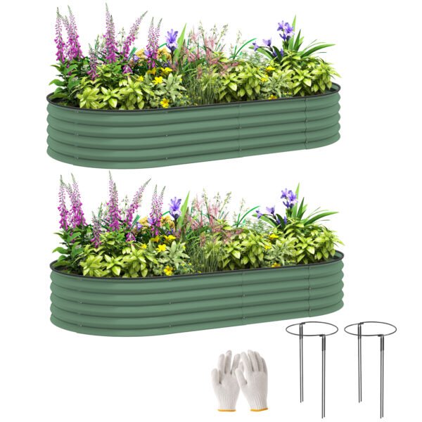 Outsunny Set of Two 181 x 93cm Steel Planters – Green Outsunny Set of Two 181 x 93cm Steel Planters – Green