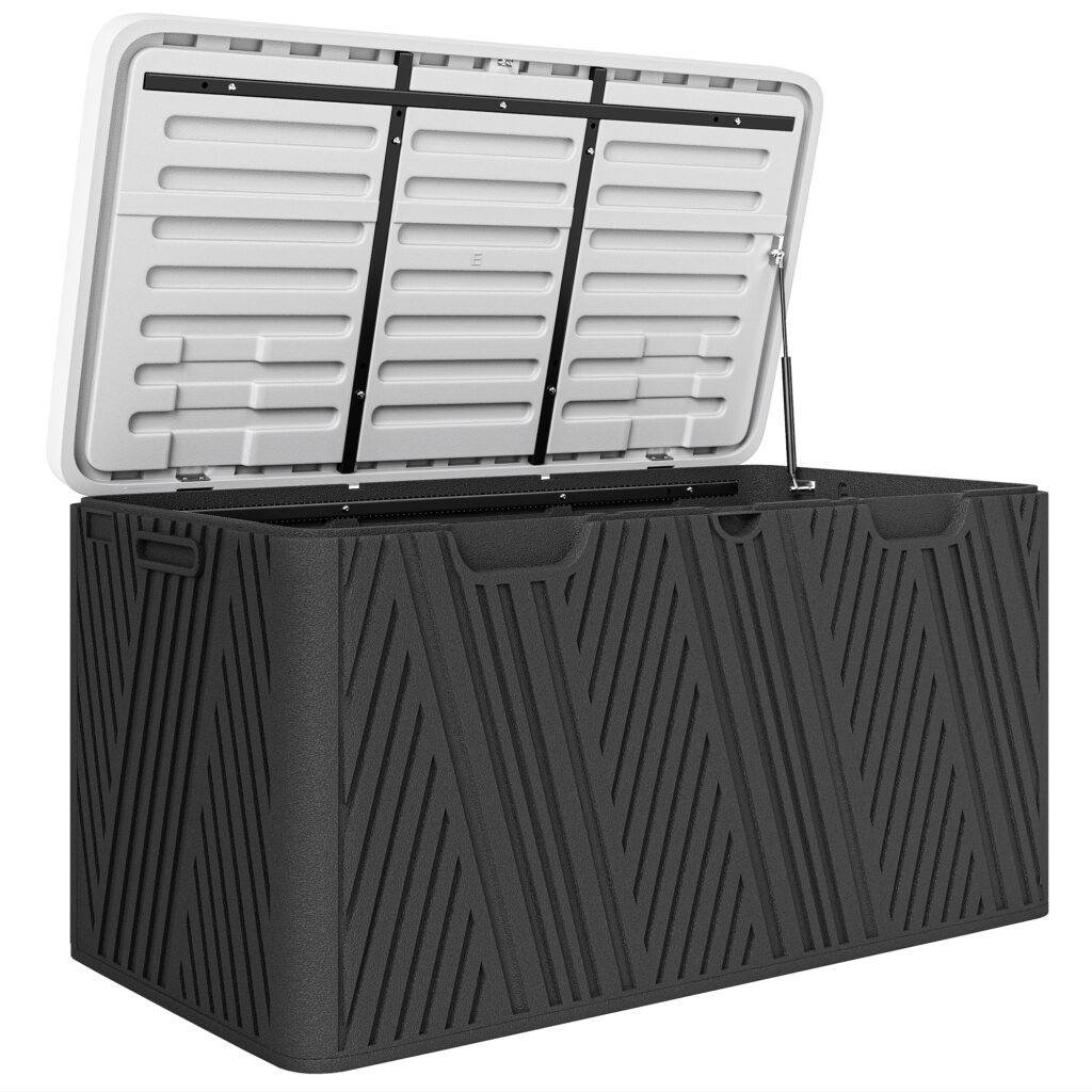 Outsunny 380L Waterproof Outdoor Storage Box, with Lockable Lid – Black Outsunny 380L Waterproof Outdoor Storage Box, with Lockable Lid – Black