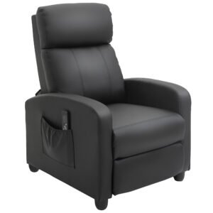 HOMCOM Massage Recliner Armchair with 150? Recline, Faux Leather, Side Pocket, Black HOMCOM Massage Recliner Armchair with 150? Recline, Faux Leather, Side Pocket, Black