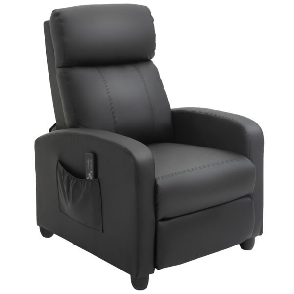 HOMCOM Massage Recliner Armchair with 150? Recline, Faux Leather, Side Pocket, Black