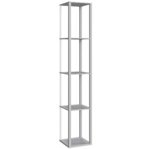HOMCOM RGB LED Floor Lamp with Shelves, Modern Dimmable Standing Lamp with Remote Control, Adjustable Brightness & Speed for Living Room, Bedroom, Office, Grey