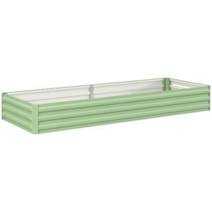 Outsunny Metal Raised Garden Bed Planter Box Outdoor Planters for Growing Flowers, Herbs, Green, Light Green