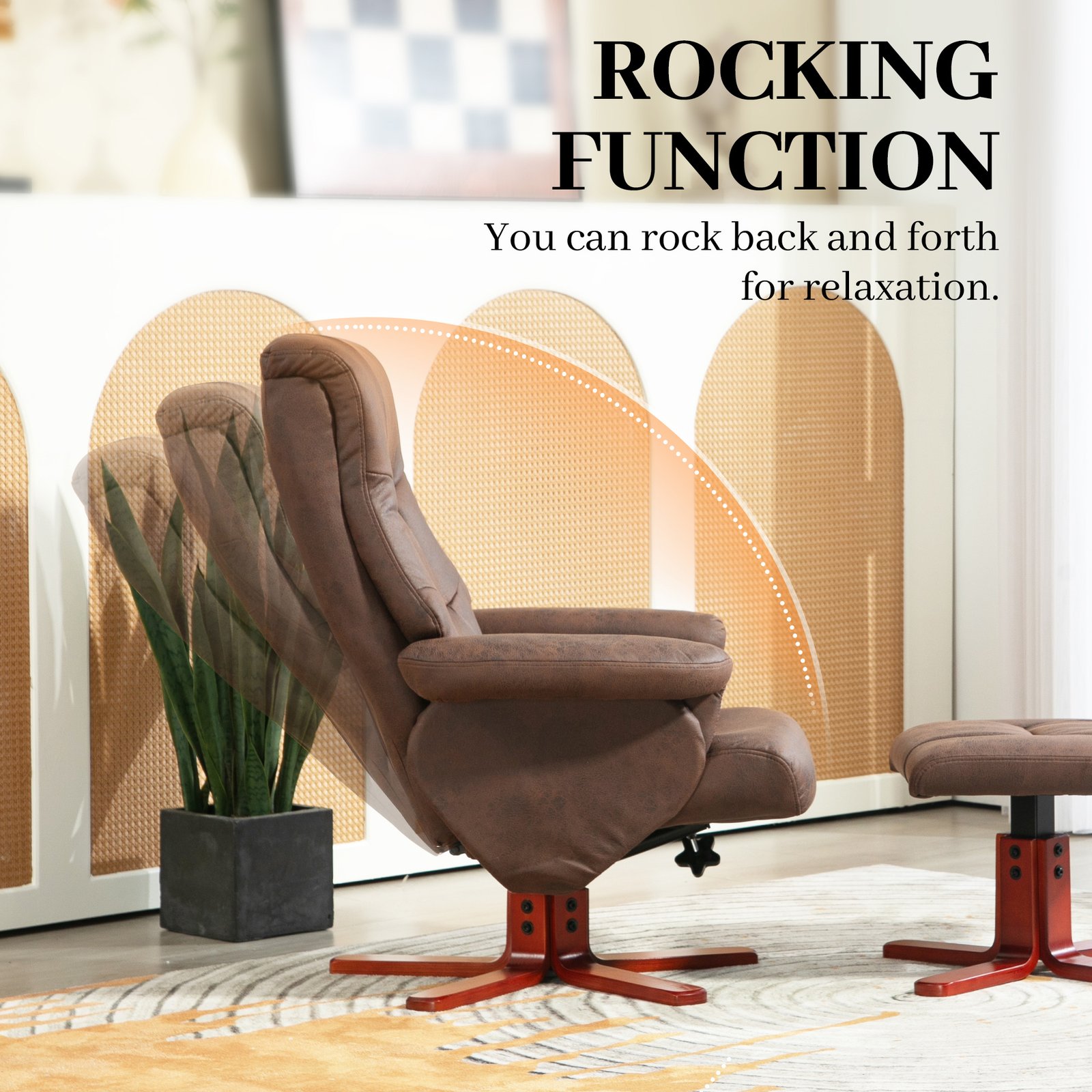 HOMCOM Faux Microfibre Leather Manual Recliner and Footstool Set - Dark Brown - Image 5