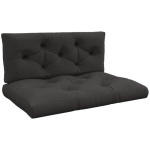 Outsunny Seat and Back Padded Pallet Cushion Set - Dark Grey