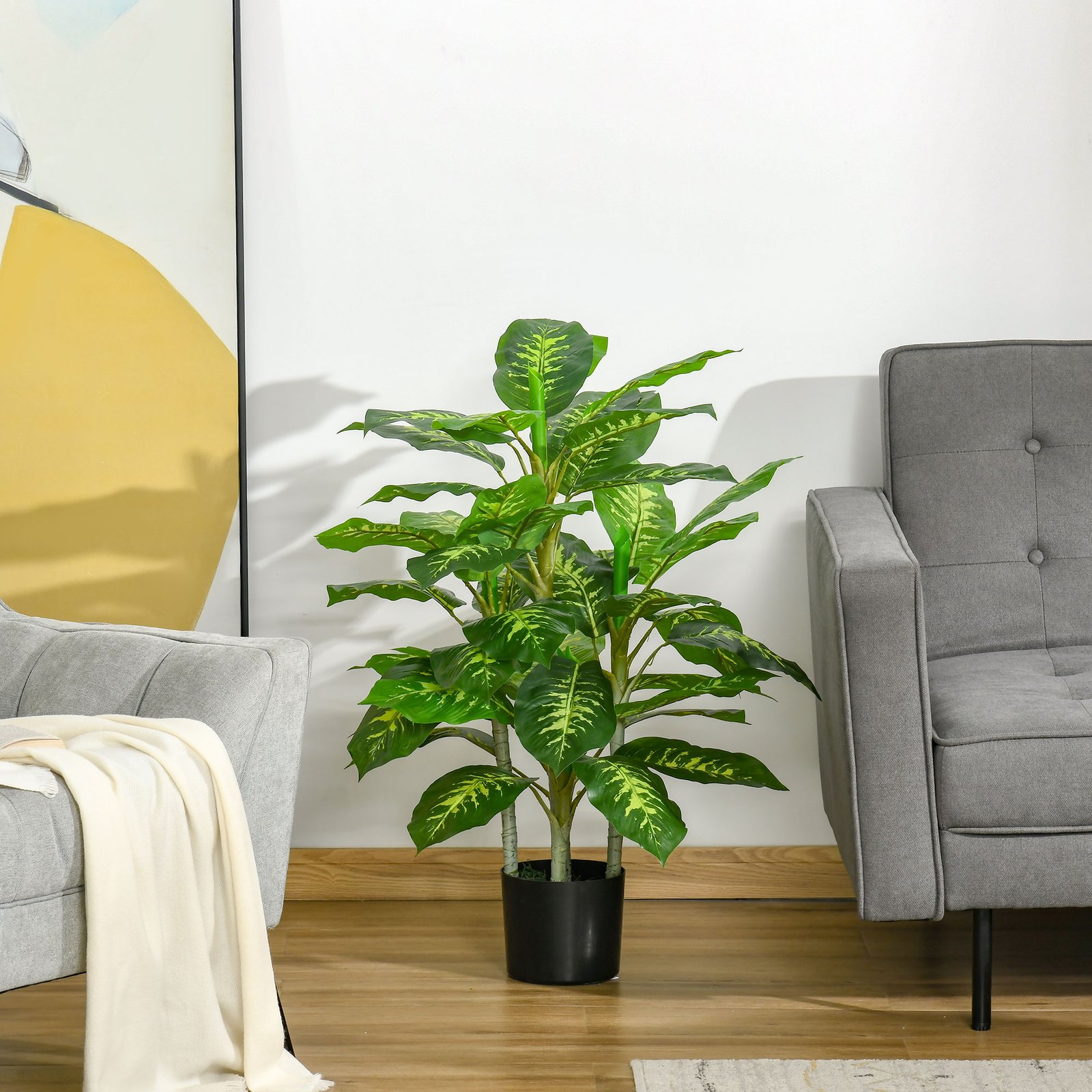 HOMCOM 2 PCs Artificial Evergreen Tree Fake Decorative Plant in Nursery Pot for Indoor Outdoor Décor, Green - Image 7