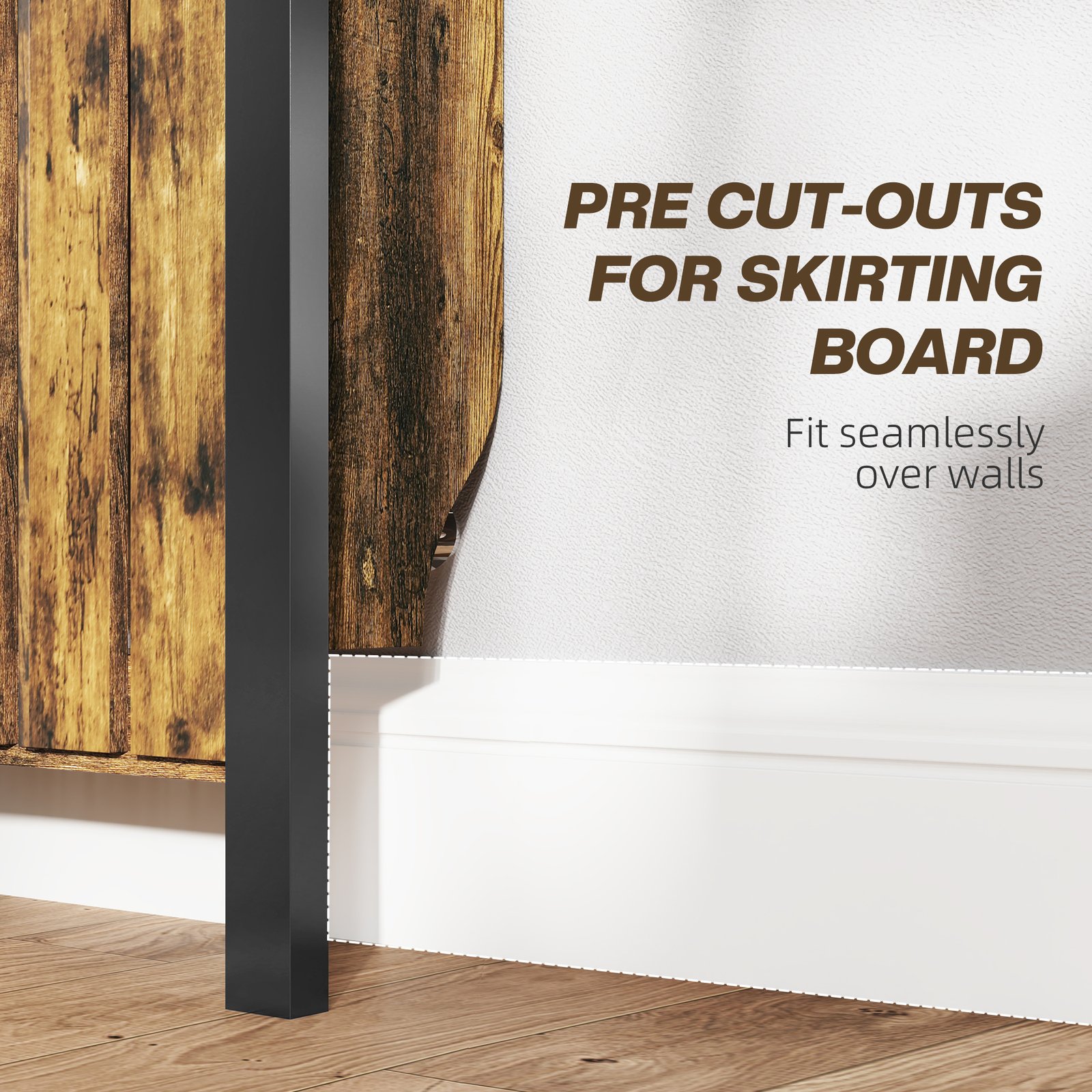 HOMCOM 93 x 88.5cm Rustic-Look Radiator Cover - Brown/Black - Image 7