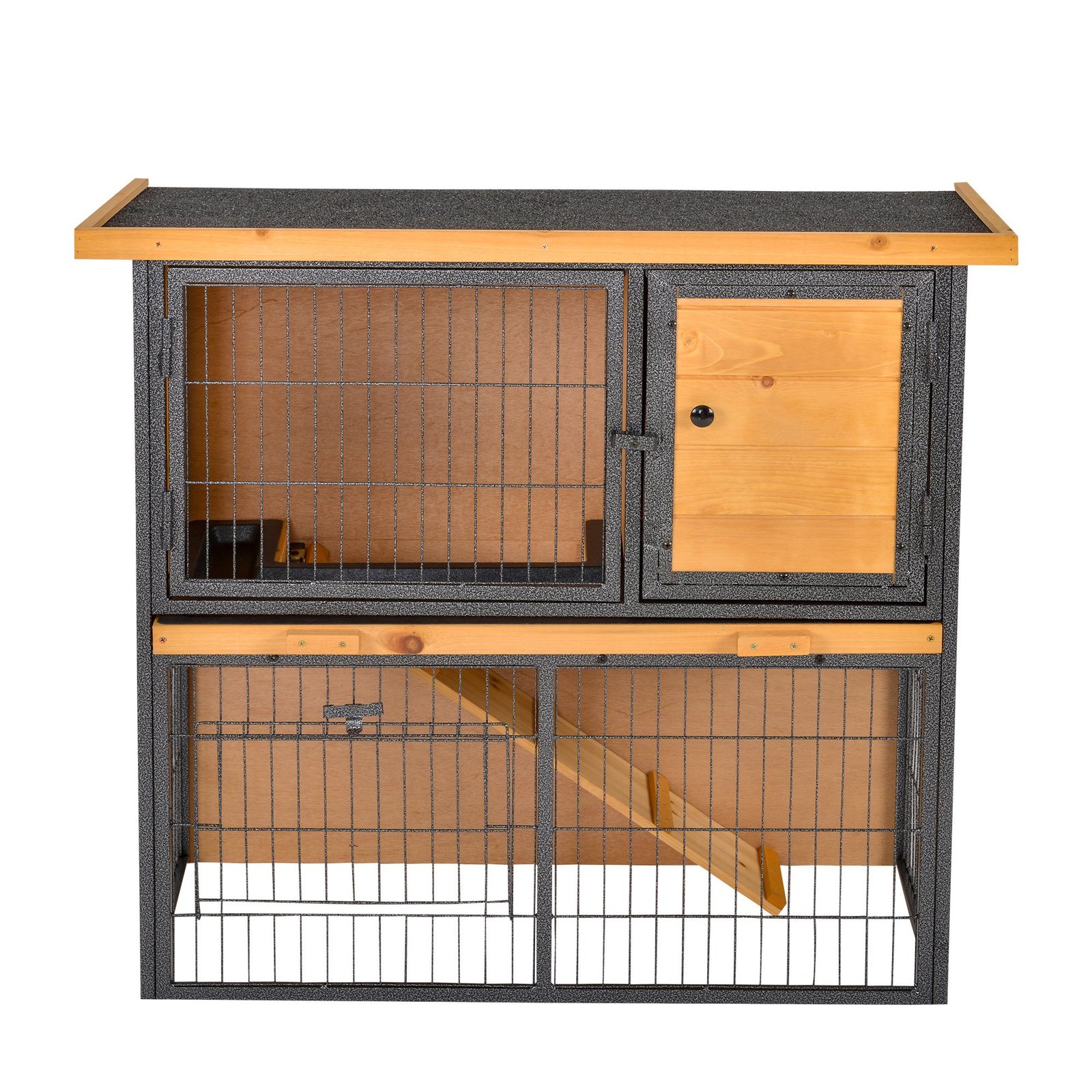 PawHut Wood-metal Guinea Pigs Hutches Elevated Pet House Outdoor 89.5 x 45 x 81cm - Image 2