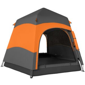 Outsunny Double Layer Instant Pop Up Tent with Rainfly, Portable Camping Shelter with Sewn-in Groundsheet and Carry Bag, Orange
