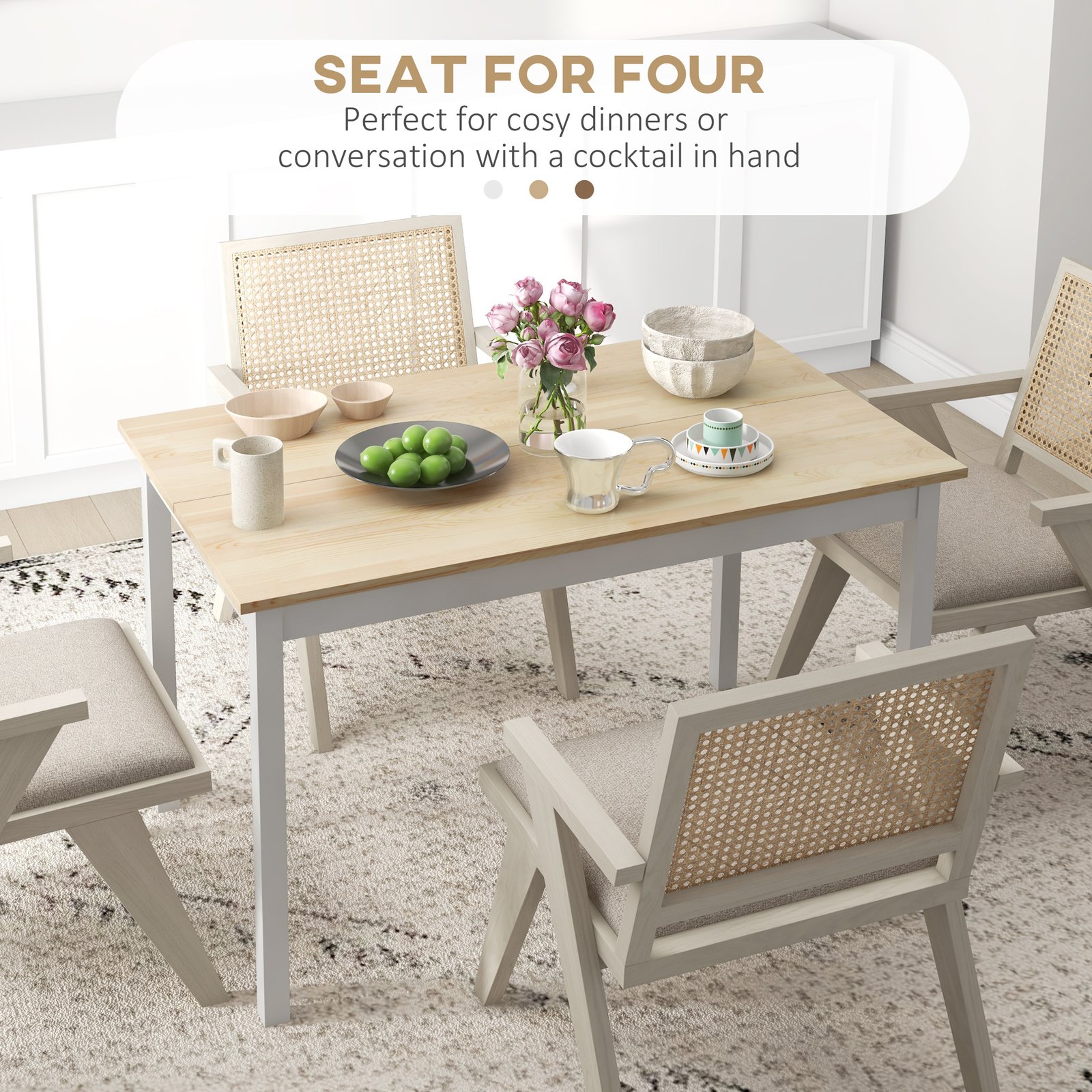 HOMCOM Four-Seater Farmhouse-Style Wooden Table - Image 4