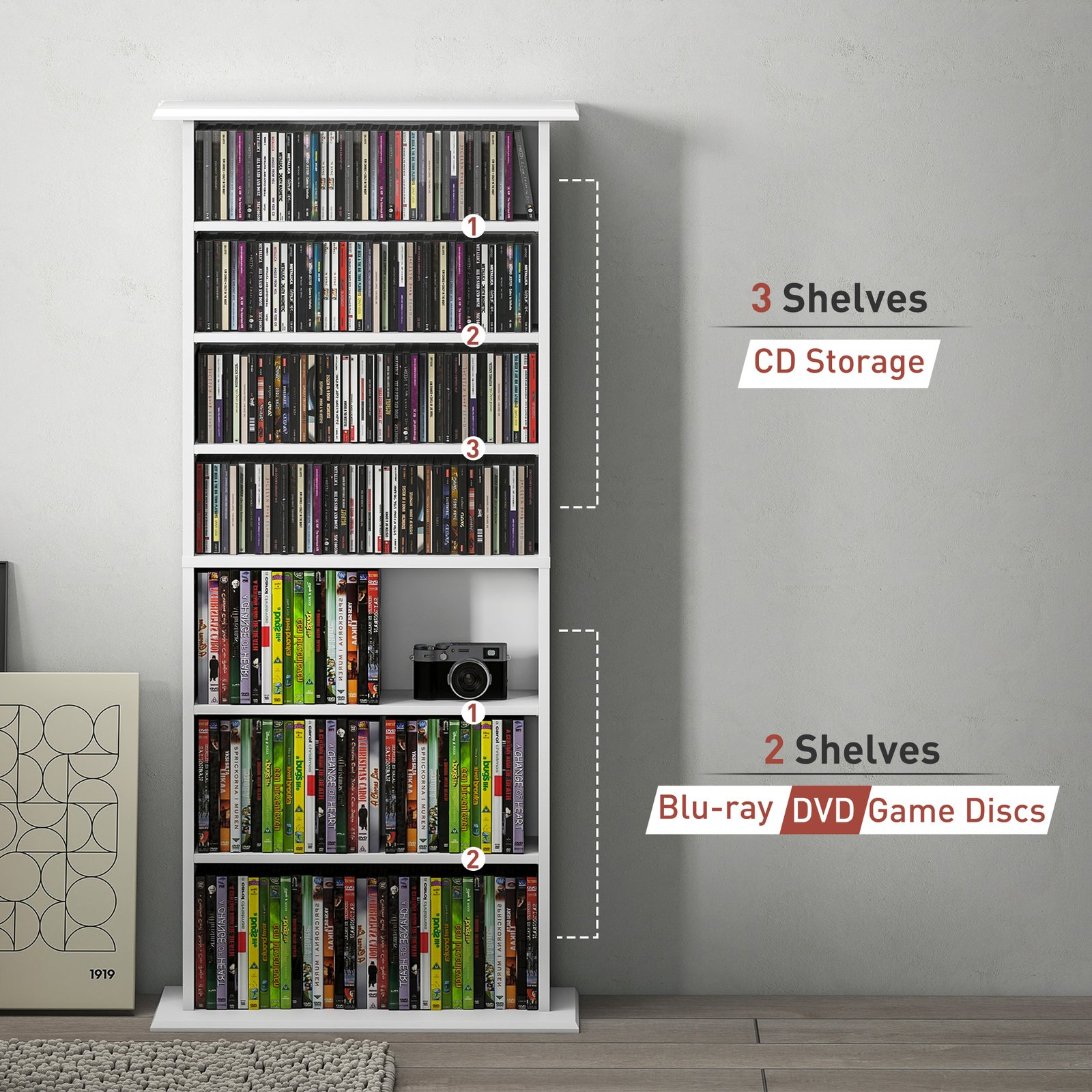 HOMCOM 360 CD Storage Unit - White - Image 8