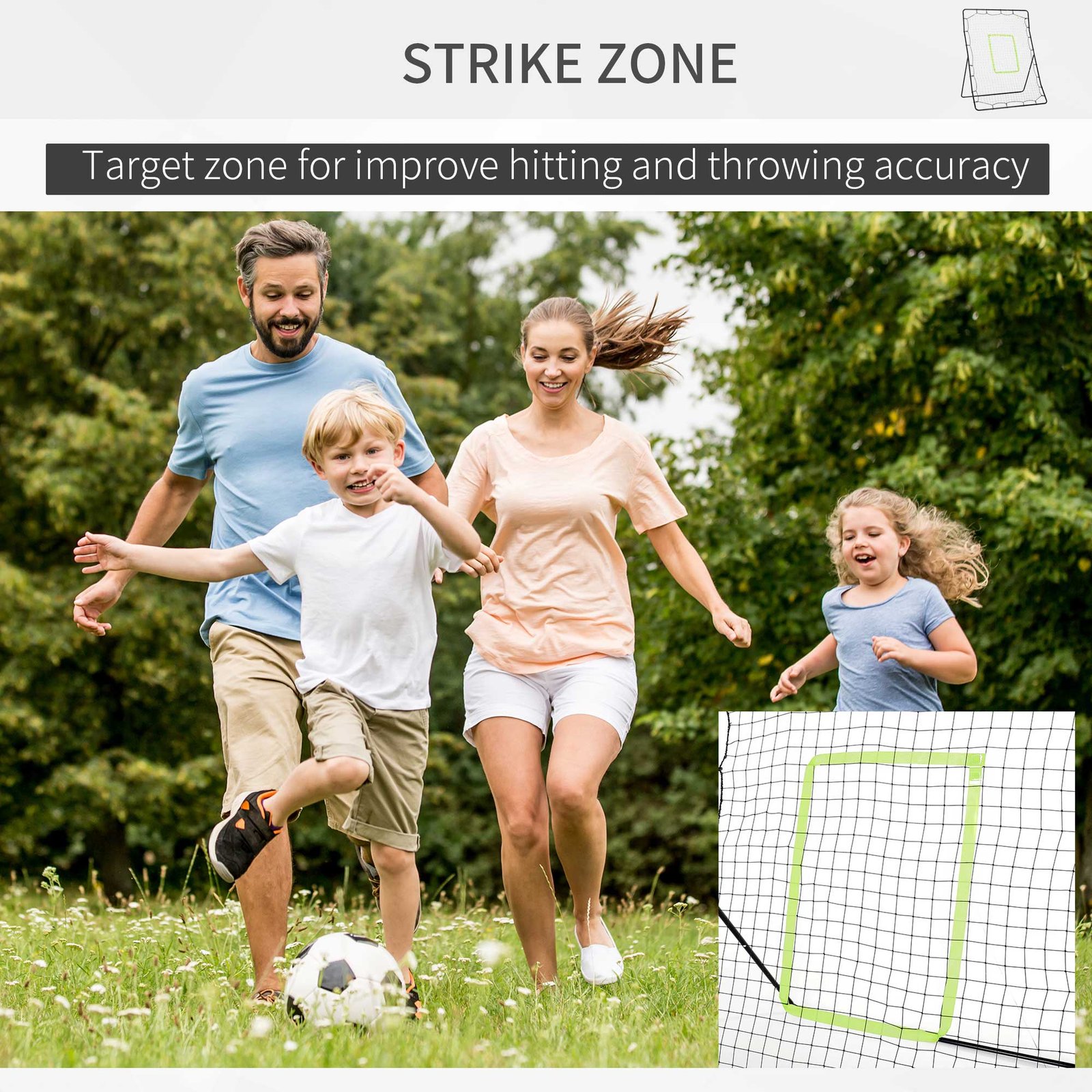 HOMCOM Baseball Rebounder Net Teens Adults Game Spot Softball Training Aid Practise Target Strike Shot Goal Play - Image 4