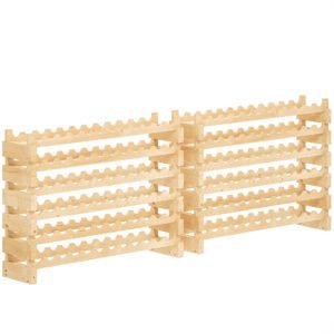 HOMCOM Six-Tier, 72 Bottle Wooden Wine Rack Set of 2 - Natural