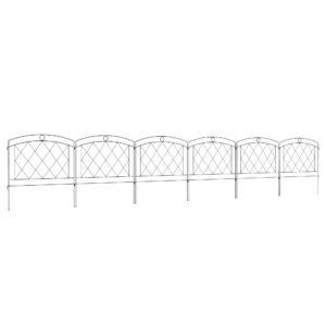 Outsunny Metal Decorative Outdoor Picket Fence Panels Set of 6, Black