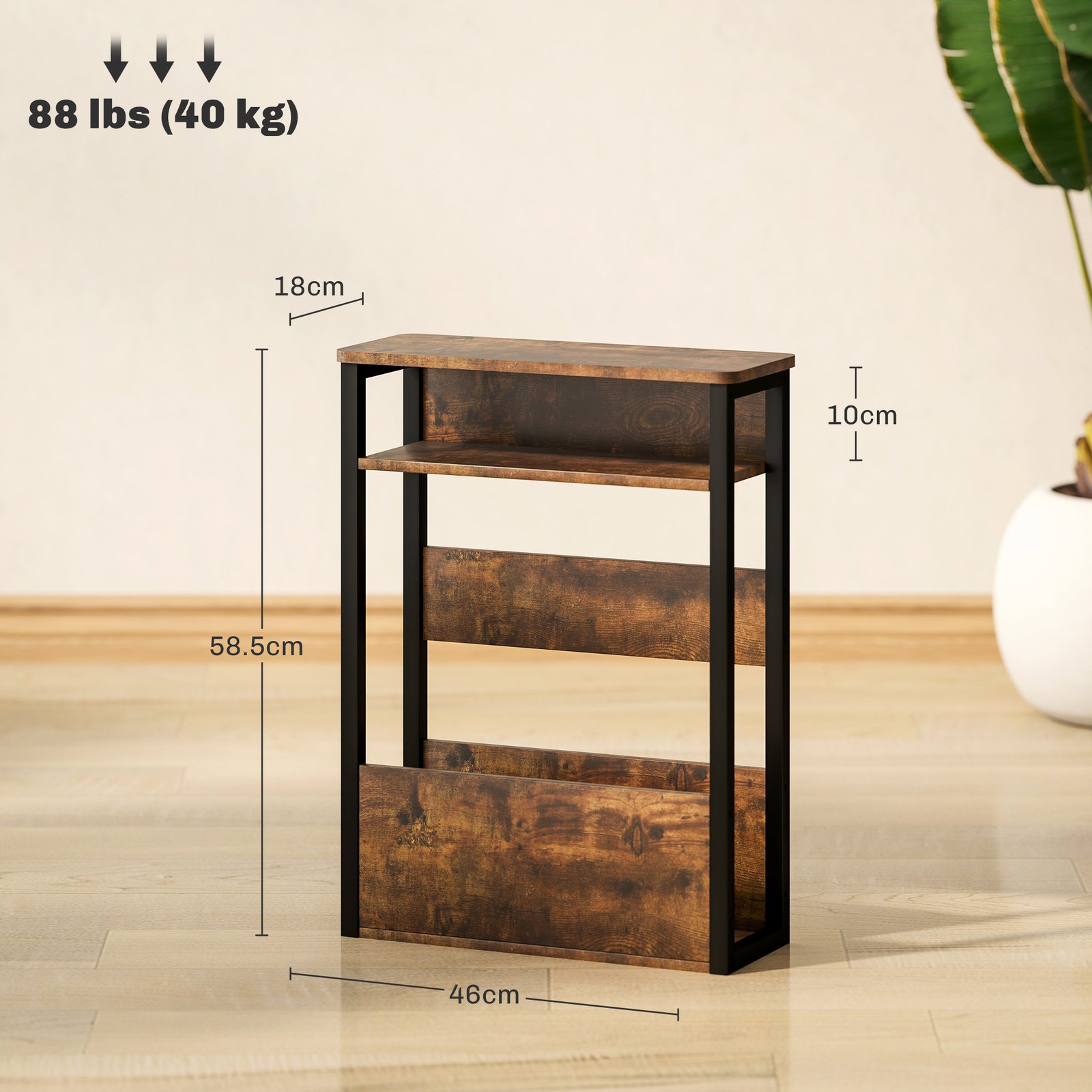 HOMCOM Industrial-Style Side Table - Black/Brown - Image 3