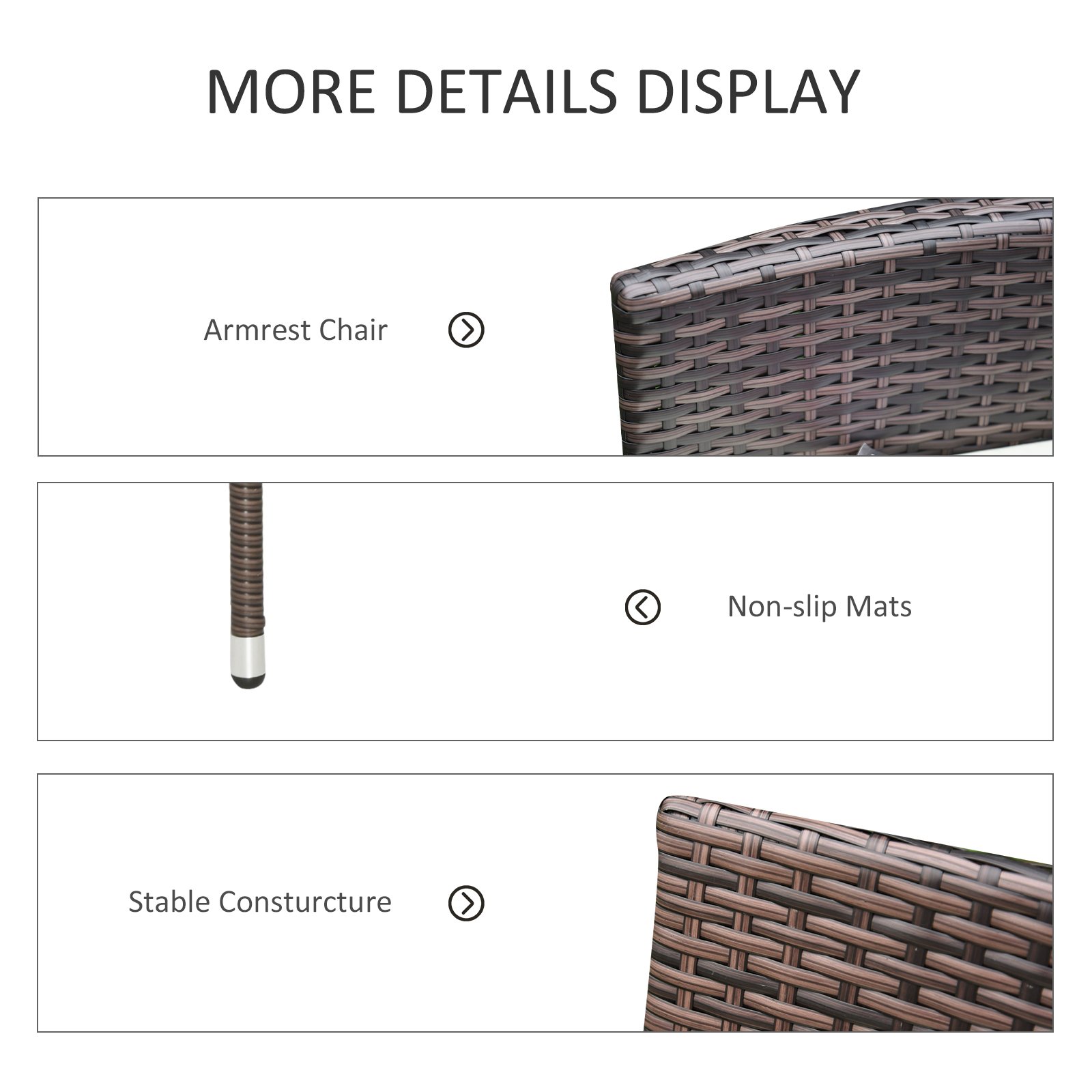 Outsunny 4 PC Rattan Chair Set, Patio Sofa Chairs Set, Cushioned Outdoor Rattan Furniture - Image 5