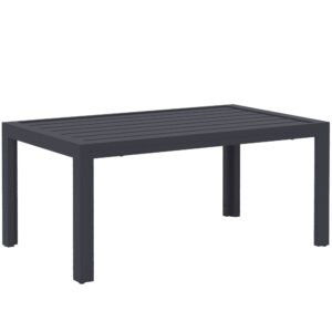 Outsunny Outdoor Side Table, Rectangular Patio Coffee Side Table with Steel Frame and Slat Tabletop for Garden, Balcony, Grey