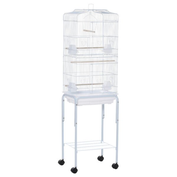 PawHut Bird Cage Budgie Cages for Finch Canary Parakeet with Stand Wheels Slide-out Tray Accessories Storage Shelf, White 46.5 x 36 x 157 cm PawHut Bird Cage Budgie Cages for Finch Canary Parakeet with Stand Wheels Slide-out Tray Accessories Storage Shelf, White 46.5 x 36 x 157 cm