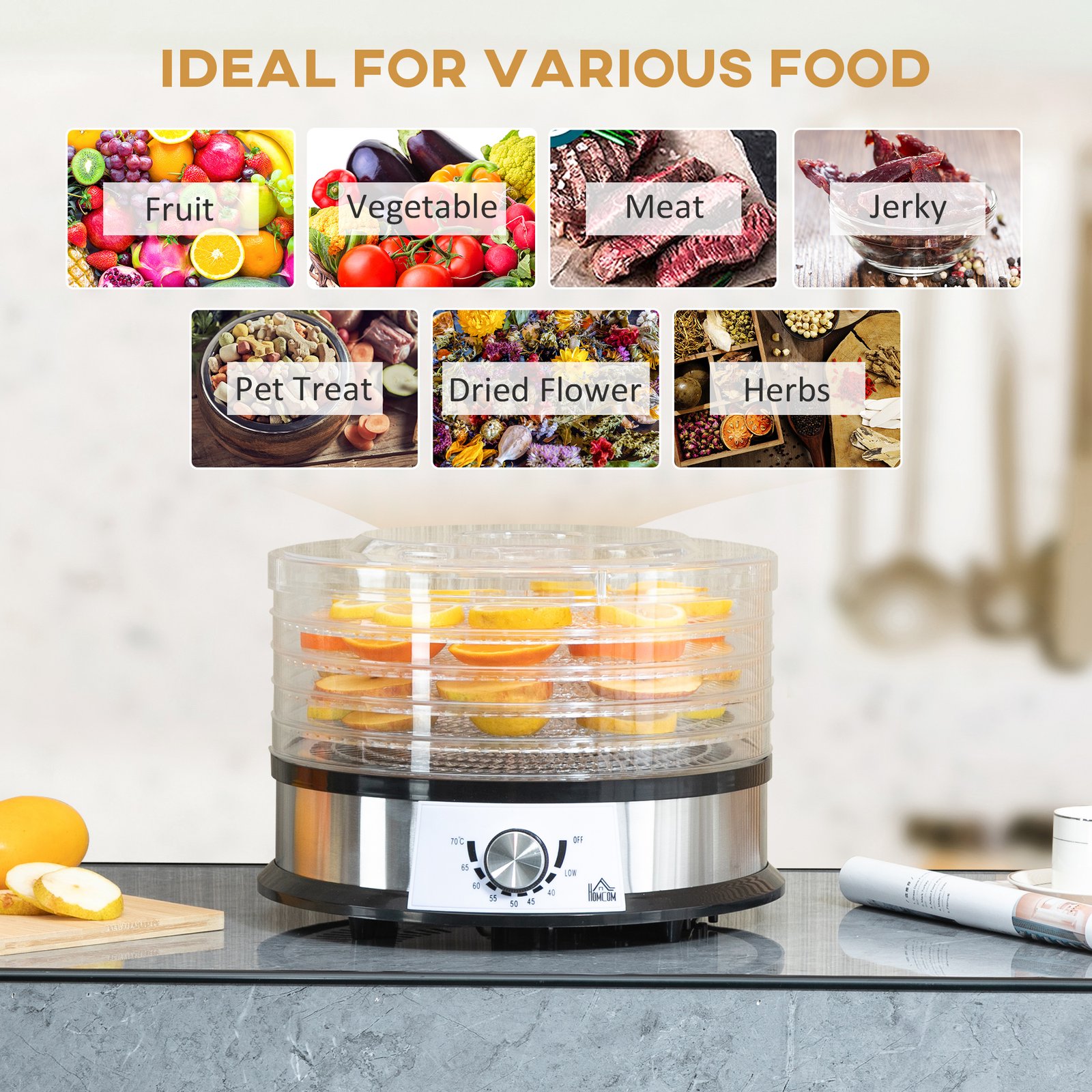 HOMCOM 40-70? Five-Tray Food Dehydrator - Image 4