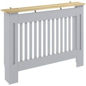 HOMCOM Slatted Radiator Cover, Painted Cabinet with Line Grill Design, 112L × 19W × 81H cm, Grey