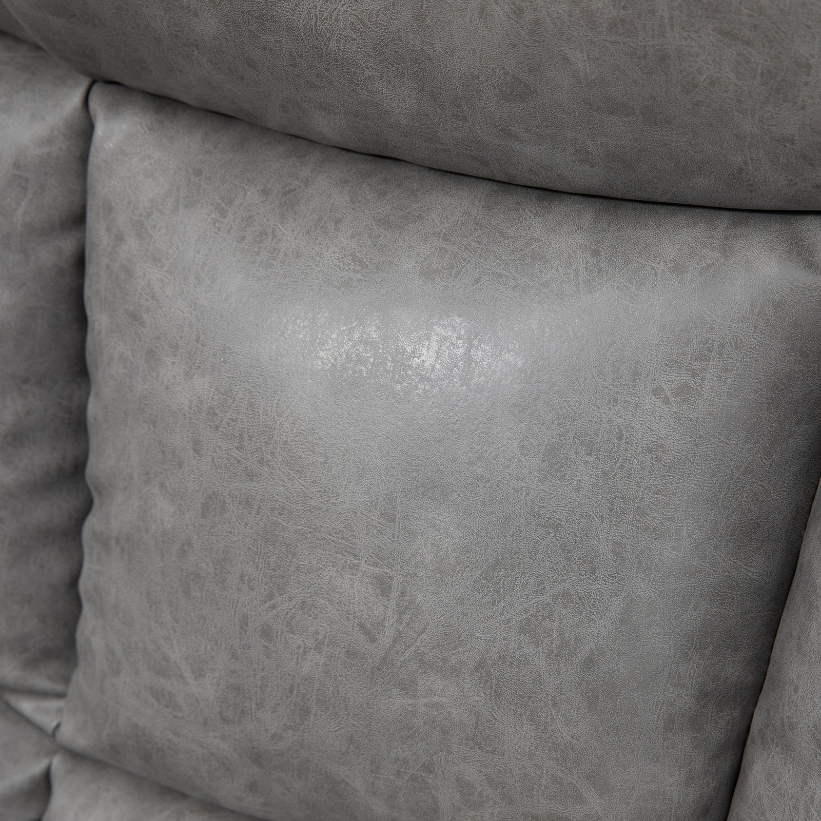 HOMCOM Thick Padded Faux Leather Recliner Armchair - Light Grey - Image 8
