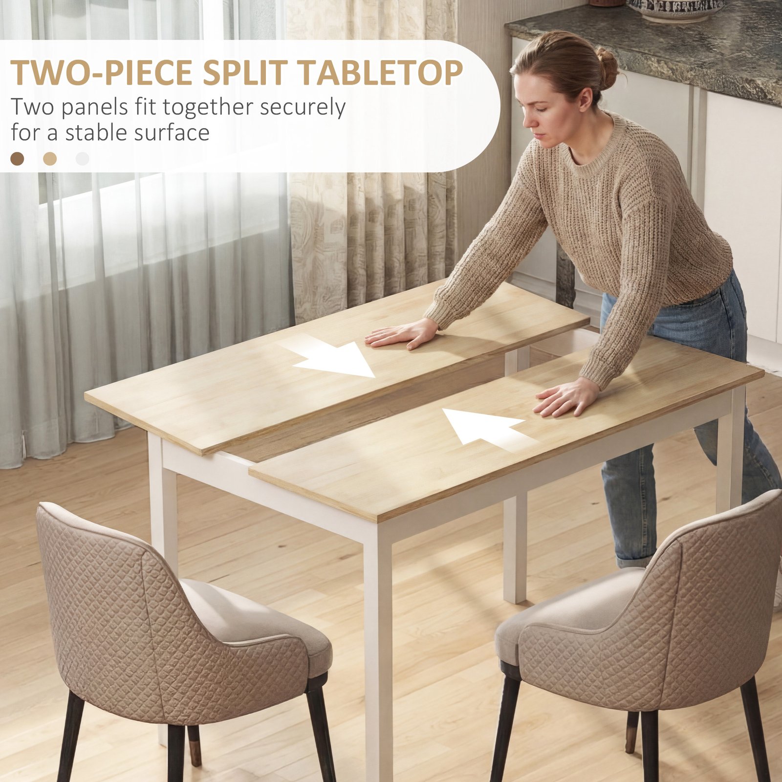 HOMCOM Four-Seater Farmhouse-Style Wooden Table - Image 6