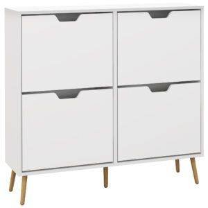 HOMCOM Shoe Storage Cabinet, 4 Flip Drawers, Shoe Organizer for 8-16 Pairs of Shoes, White