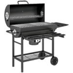 Outsunny Charcoal BBQ Grill with Foldable Front Side Shelf, Portable Barbecue Smoker with Warming Rack, Bottom Shelf, Lid, Temperature Gauge, Wheels for Outdoor Cooking Garden Party, Black Outsunny Charcoal BBQ Grill with Foldable Front Side Shelf, Portable Barbecue Smoker with Warming Rack, Bottom Shelf, Lid, Temperature Gauge, Wheels for Outdoor Cooking Garden Party, Black