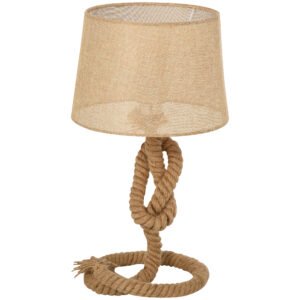 HOMCOM Nautical Style Table Lamp with Fabric Lampshade Metal Frame Power Switch, 48cm Home Desk Lamp Bedroom Living Room Study E27 Base, Beige