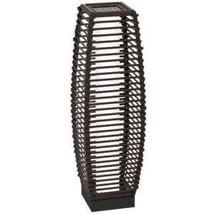 Outsunny Rattan Solar Floor Lamp,  68cm Tall Outdoor Garden Lantern Pathway Light & Decorative Lighting with Auto On/Off LED Lights, IP44, for Porch, Yard, Courtyard, Deck, Brown