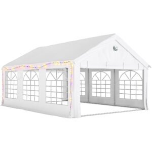 Outsunny 6 x 4 m Party Tent, Heavy Duty Gazebo Canopy with Windows, Outdoor Party Wedding Tent with 4 Removable Sidewalls