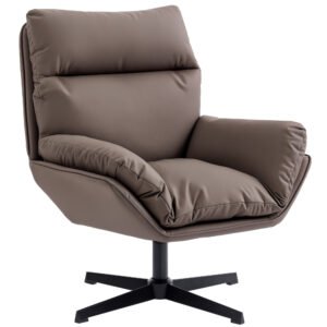 HOMCOM Accent Chair with 360 Swivel Armchair for Living Room with Padded Cushion Dark Brown