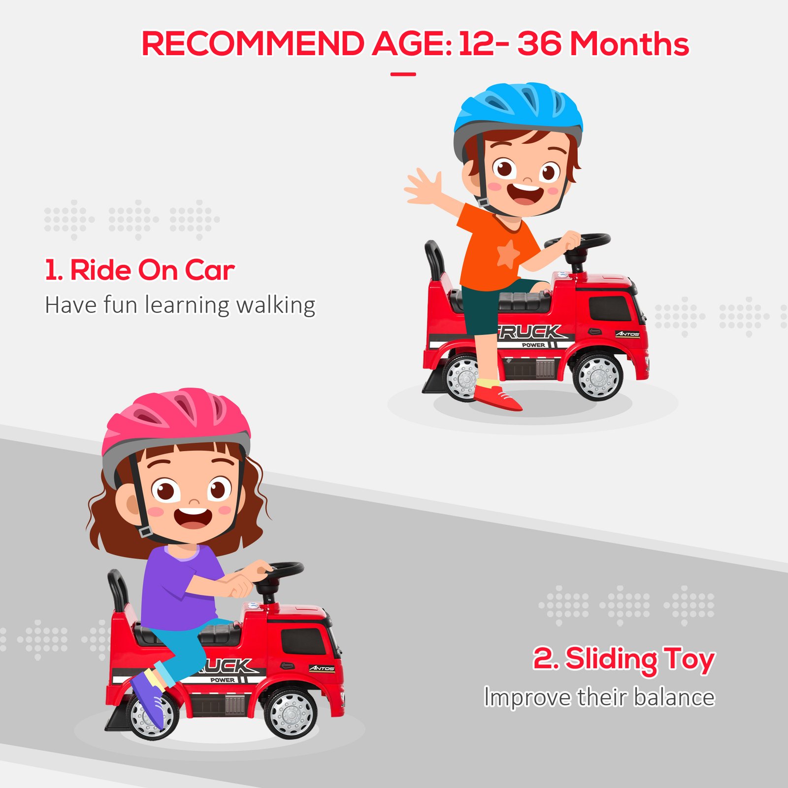 HOMCOM Compatible Kids Ride On Car Truck Mercedes Benz Licensed Toddler Foot To Floor Slider w/Under Seat Storage for 12 - 36 Months Red - Image 6