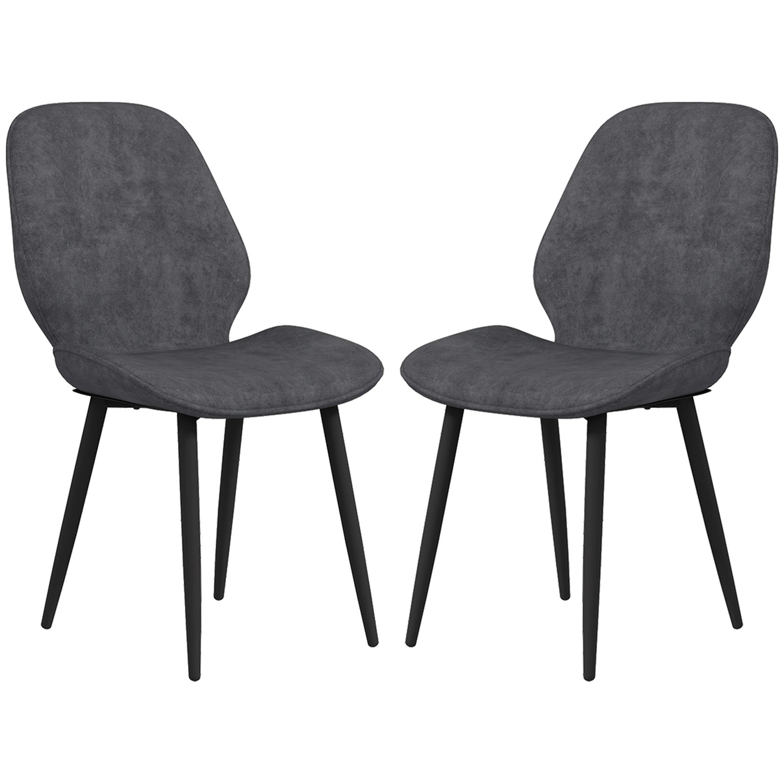 HOMCOM Velvet Dining Chairs, Set of 2 Dining Room Chairs with Metal Legs for Living Room, Dining Room, Grey