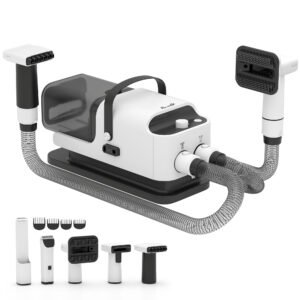 PawHut 5 in 1 Dog Grooming Vacuum & Dryer w/ Clipper, 1.8L Canister, 4 Modes Blow Temperature