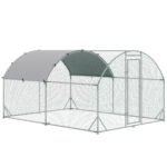 PawHut 2.8 x 3.8 x 2m Walk In Chicken Run Galvanised Chicken Coop with Water-Resist Cover, Silver PawHut 2.8 x 3.8 x 2m Walk In Chicken Run Galvanised Chicken Coop with Water-Resist Cover, Silver