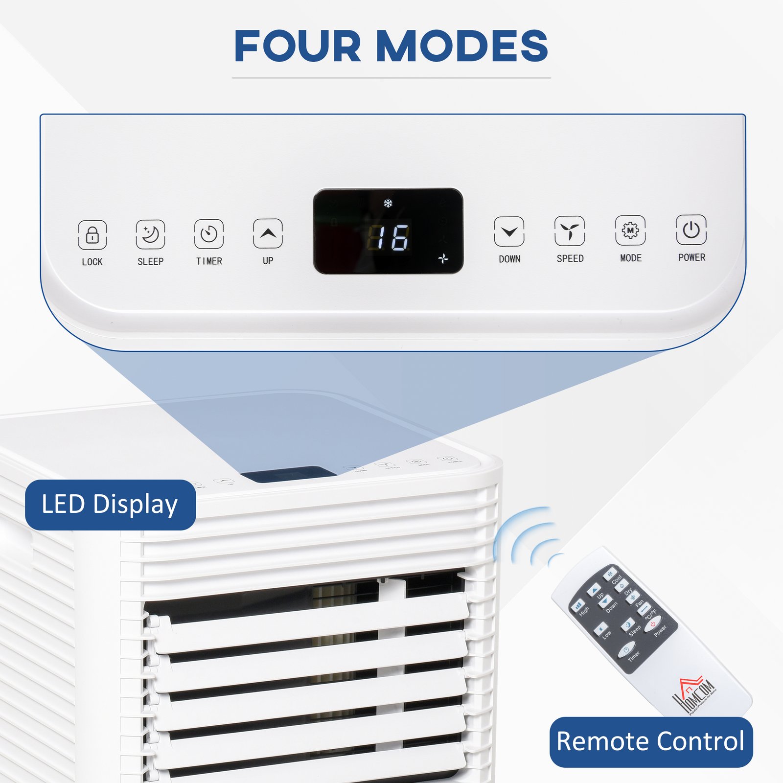 HOMCOM 7000 BTU Portable Air Conditioner for Cooling Dehumidifier Fan, Air Conditioning Unit for Room up to 26m², with Remote, 24H Timer, Window Mount Kit, R290, A Energy Efficiency, 785W - Image 4