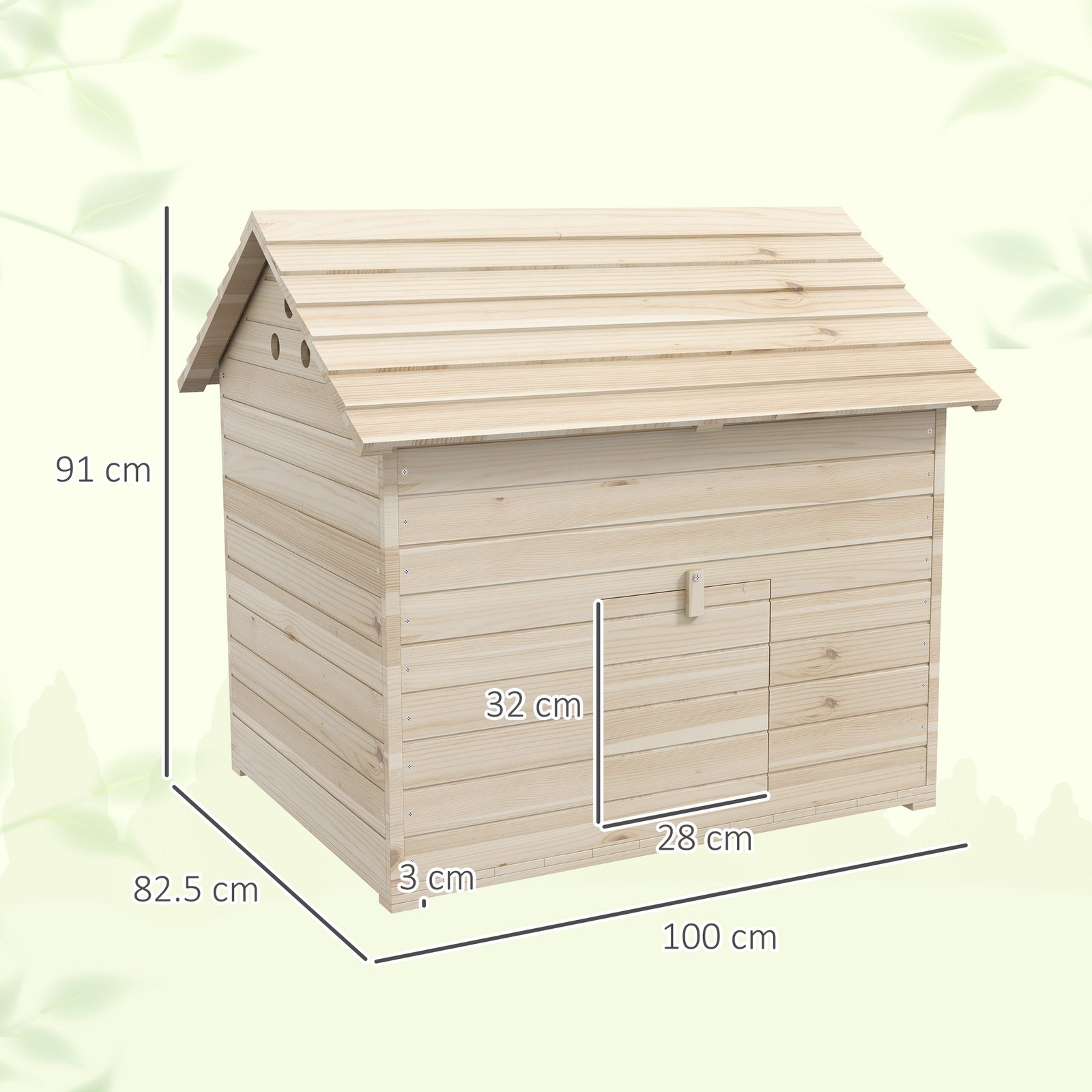 PawHut Wooden Duck House Poultry Coop for 2-4 Ducks with Openable Roof Raised Feet Air Holes Natural - Image 3