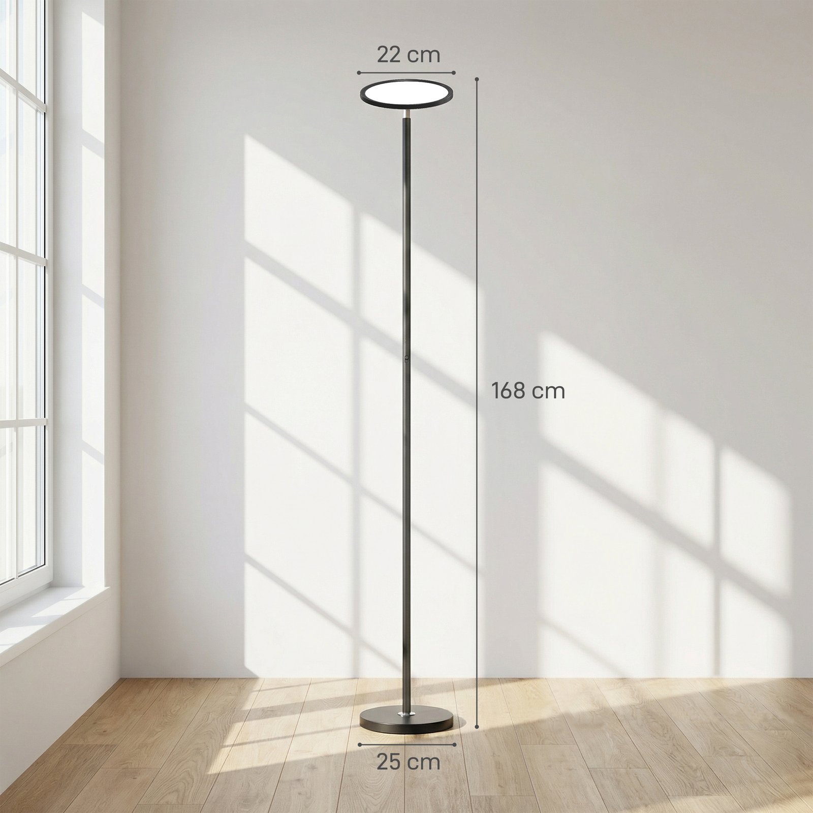 HOMCOM Uplighter Floor Lamp with Tuya App and Music Sync, Standing Lamp with Adjustable Head for Living Room Bedroom, Black - Image 3