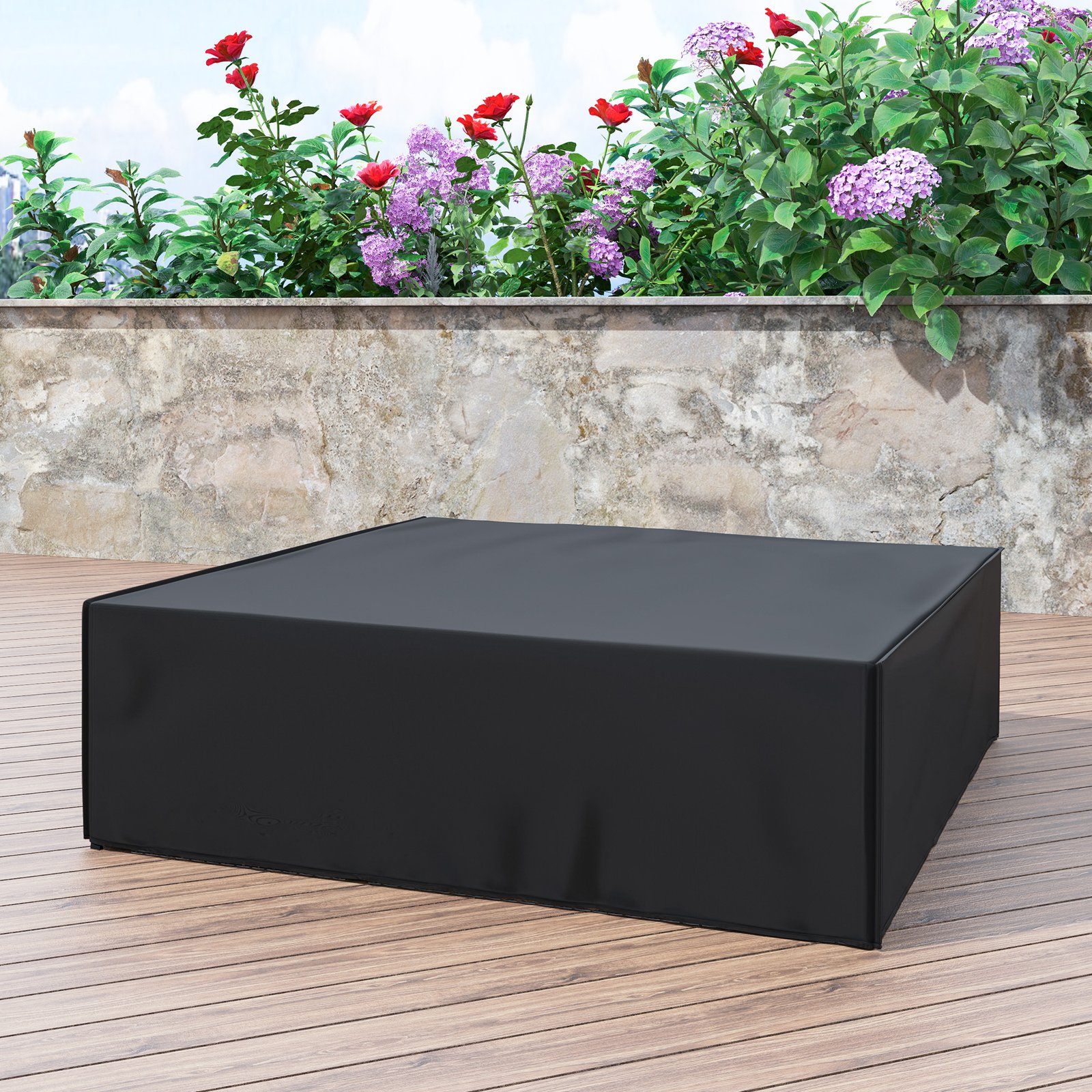 Outsunny Large Patio Garden Furniture Set Cover 600D Oxford Square Waterproof, 230 x 230 x 70 cm, Black - Image 8