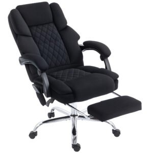 HOMCOM Office Chair with 6-point Vibration Massage and Heat, Fabric Desk Chair with Footrest, High Back, Black