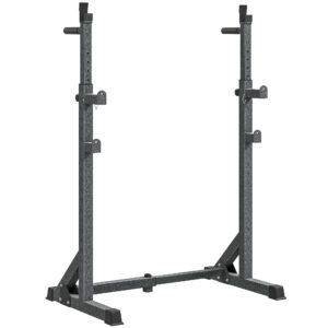 SPORTNOW Heavy Duty Barbell Squat Rack, Adjustable and Multifunctional Weight Power Stand, for Home, Gym - Black