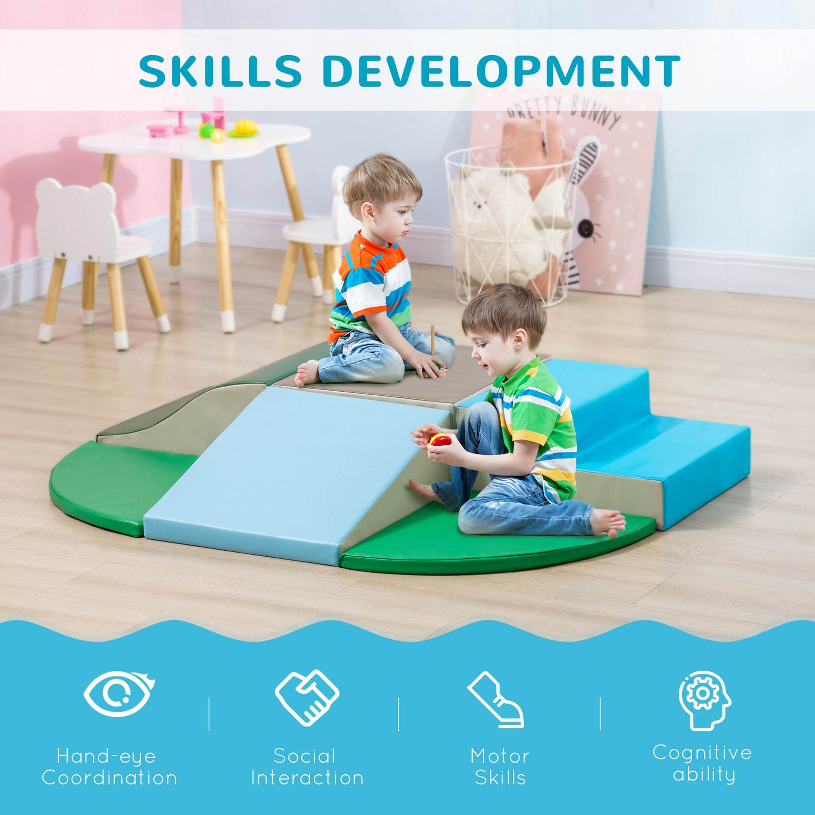 HOMCOM 6 Piece Soft Play Equipment for Kids Climb and Crawl, Multicoloured - Image 4