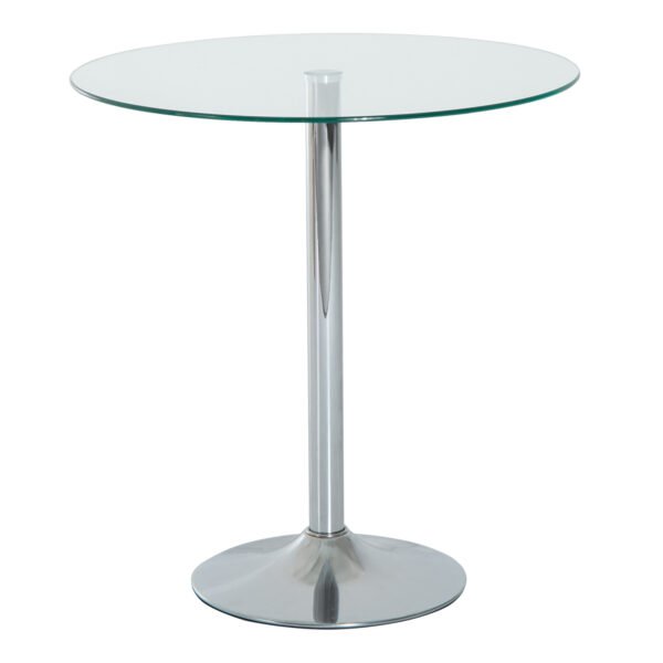 HOMCOM Round Dining Table, Modern Dining Room Table with Tempered Glass Top, Steel Base, Space Saving Small Bar Table HOMCOM Round Dining Table, Modern Dining Room Table with Tempered Glass Top, Steel Base, Space Saving Small Bar Table