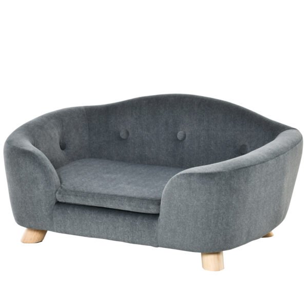 PawHut Dog Sofa Bed Pet Chair Couch with Water Resistant Fabric, Kitten Lounge with Soft Cushion, Wooden Frame for Mini Size Dogs – Grey PawHut Dog Sofa Bed Pet Chair Couch with Water Resistant Fabric, Kitten Lounge with Soft Cushion, Wooden Frame for Mini Size Dogs – Grey