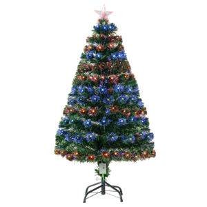 HOMCOM 4 Feet Prelit Artificial Christmas Tree with Multi-Coloured Fiber Optic LED Light, Holiday Home Xmas Decoration, Green HOMCOM 4 Feet Prelit Artificial Christmas Tree with Multi-Coloured Fiber Optic LED Light, Holiday Home Xmas Decoration, Green