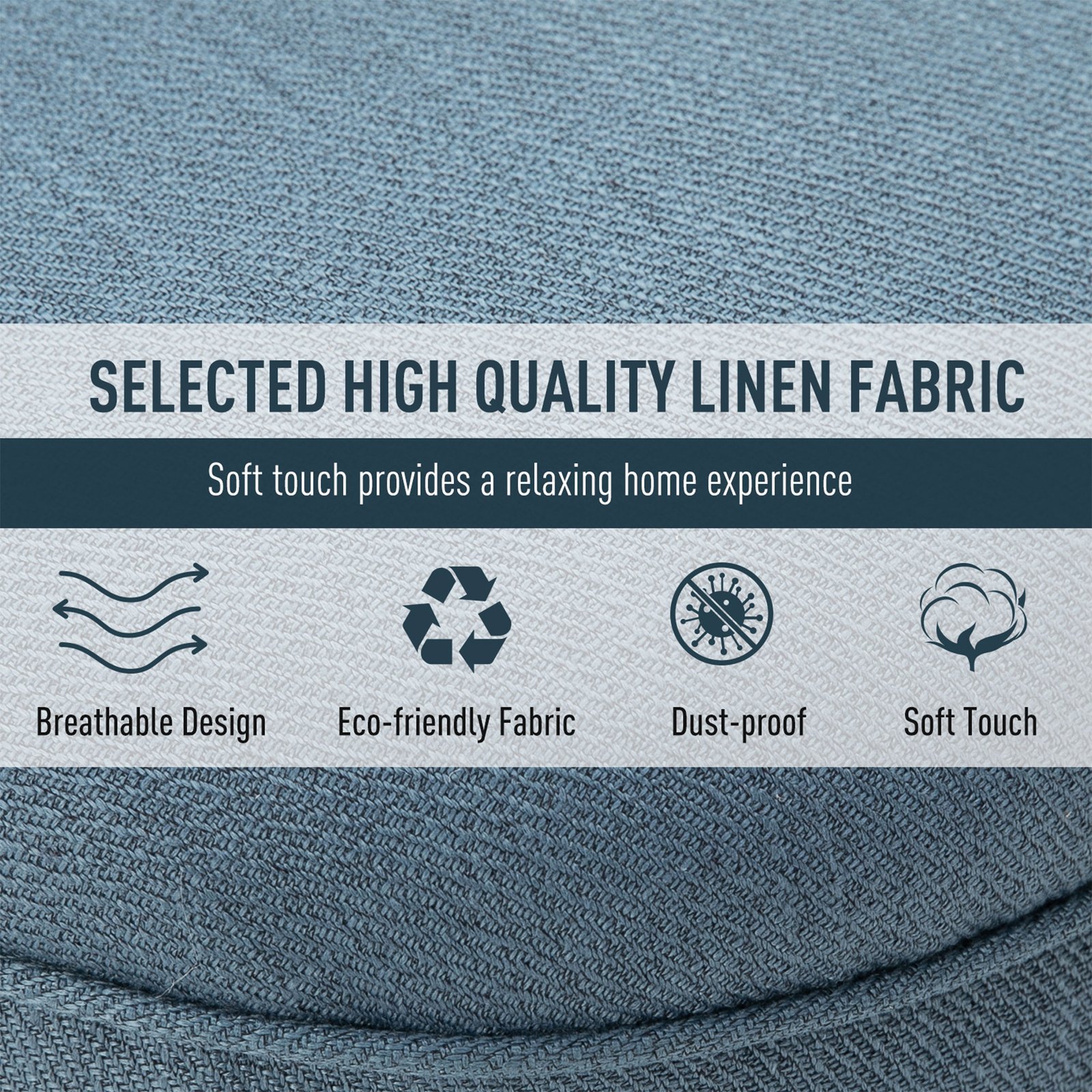 HOMCOM Tub Chair, Armless Single Sofa, Modern Button Tufted Armchair, Upholstered Linen Fabric Longue Accent Chair for Living Room, Bedroom, Set of 2, Blue - Image 5
