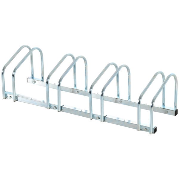 HOMCOM Bike Stand Parking Rack Floor or Wall Mount Bicycle Cycle Storage Locking Stand 110L x 33W x 27H (4 Racks, Silver) HOMCOM Bike Stand Parking Rack Floor or Wall Mount Bicycle Cycle Storage Locking Stand 110L x 33W x 27H (4 Racks, Silver)