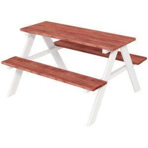 Outsunny Kids Picnic Table, Wooden Table and Bench Set, Kids Garden Furniture for Patio Aged 3-8 Years Old, Brown