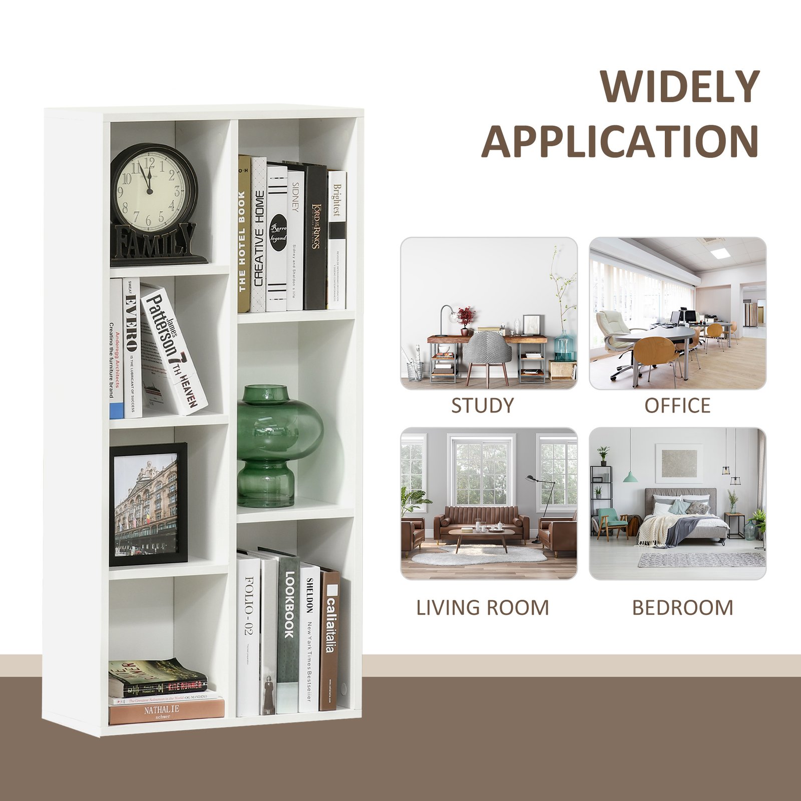 HOMCOM Seven-Cube Bookcase - White Wood Effect - Image 4